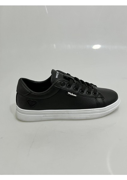 2885 Wickers Siyah-Beyaz Kalp Desenli Bayan Spor Ayakkabısı fiyatları