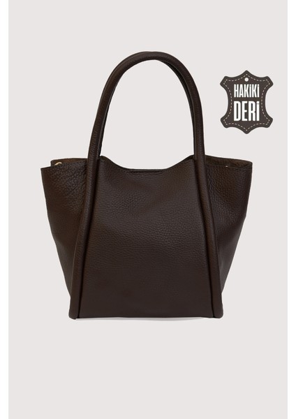 Hakiki Deri Kadın Organizerlı El Çantası Kahverengi SMR9206-2
