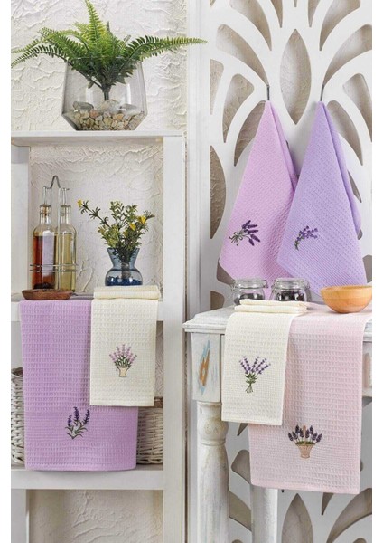 6 Parça Mutfak Kurulama Bezi 30 x 50 cm Lavender Flower
