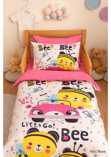 Dijital Baskılı 3D Pamuklu Yenidoğan Bebek Nevresim Takımı Lets Go Bee modelleri