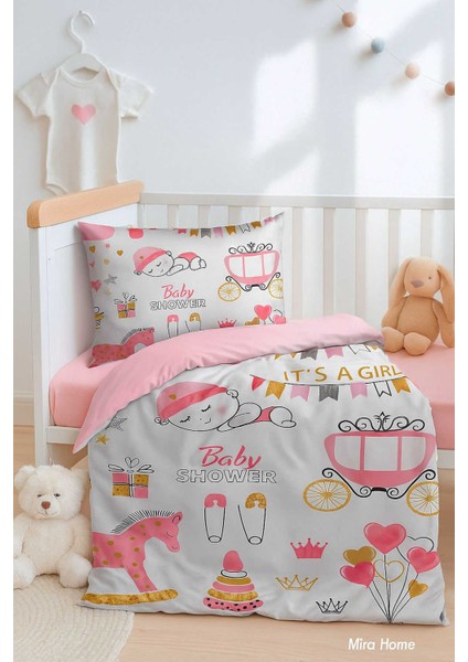 Dijital Baskılı 3D Pamuklu Yenidoğan Bebek Nevresim Takımı Happy Baby Shower