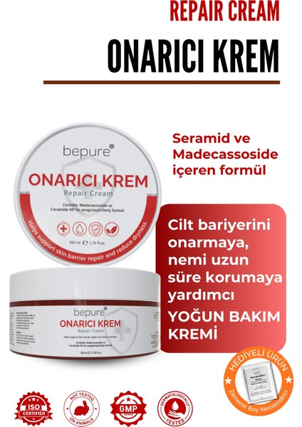 Hasar Görmüş Cilt Bariyer Onarıcı, Seramid, Madecassoside Destekli, Yoğun Onarıcı Krem 100 ml