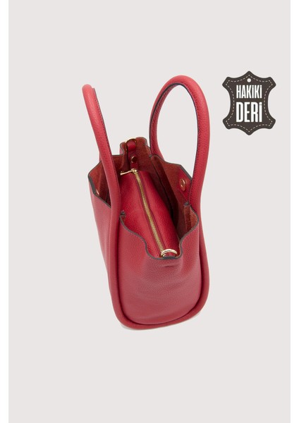 Hakiki Deri Kadın Organizerlı El Çantası Kırmızı SMR9206 fırsatları