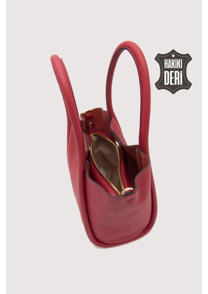 Hakiki Deri Kadın Organizerlı El Çantası Kırmızı SMR9206 indirimleri