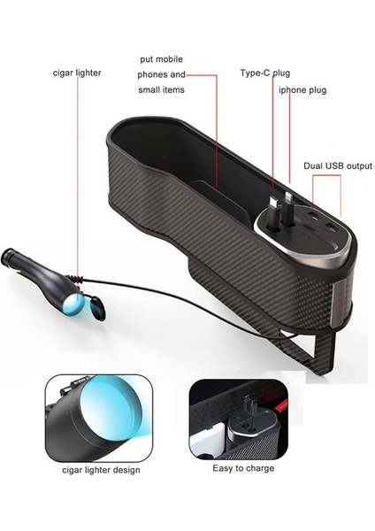 Araba Koltukları Uzay Dolgu Organizatör Kupa Tutucu Ön Araba Koltukları Organizatör 2 USB Port Konsol Yan Cep (2 Paket) (Yurt Dışından) fiyatları