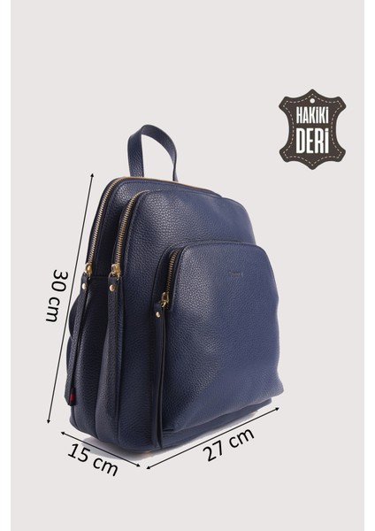 Hakiki Deri Kadın Sırt Çantası Lacivert SMR9209 fiyatları