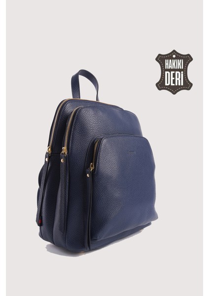 Hakiki Deri Kadın Sırt Çantası Lacivert SMR9209 fırsatları