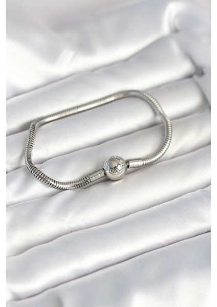 Gümüş Renk Pirinç Charm Bileklik - TJ-BB8015