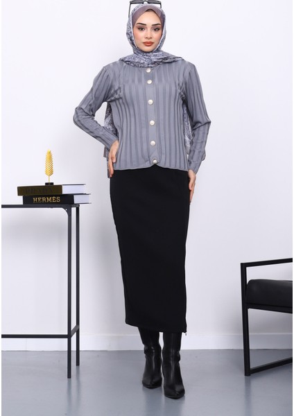 Füme Soğuk İplik Düğmeli Hırka fiyatları