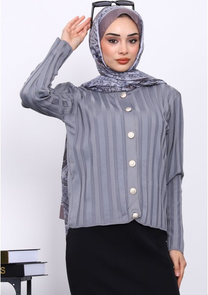 Füme Soğuk İplik Düğmeli Hırka modelleri