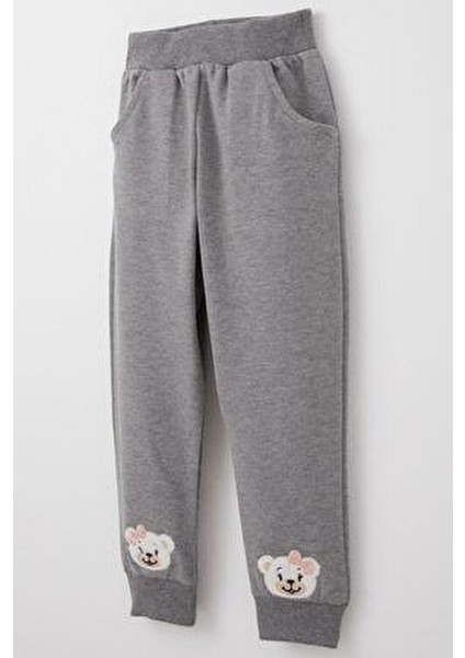 Kız Bebek Eşofman Takımı Sevimli Ayıcık Nakışlı Gülkurusu 9 Ay-3 Yaş