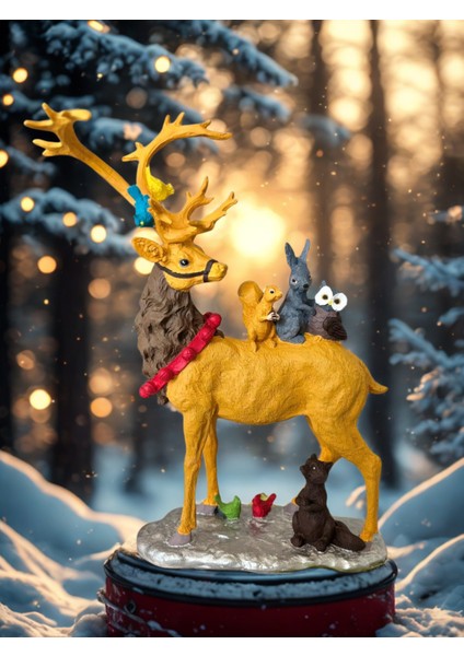 Orman Dostları Geyik Figürlü Yılbaşı Dekoru – Dekoratif Heykel & Masa Üstü Biblo