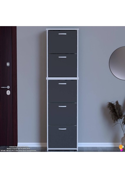 Verve Antre 52X194X26 Cm’ Lik 5 Düşer Kapak 10 Göz Bölmeli Ayakkabılık modelleri