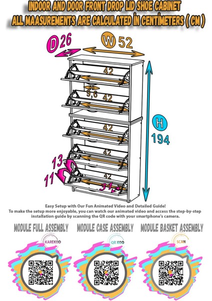 Verve Antre 52X194X26 Cm’ Lik 5 Düşer Kapak 10 Göz Bölmeli Ayakkabılık indirimleri
