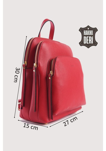 Hakiki Deri Kadın Sırt Çantası Kırmızı SMR9209 fiyatları