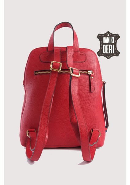Hakiki Deri Kadın Sırt Çantası Kırmızı SMR9209 modelleri
