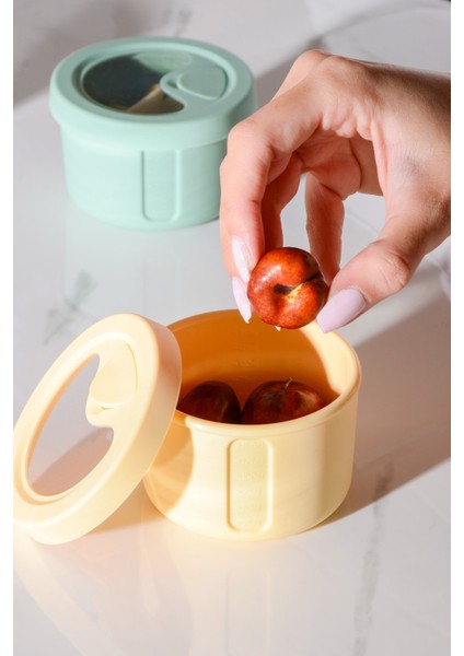 Pastel Hava Sızdırmaz Yuvarlak Silikon Saklama Kabı 150 ml | Sarı