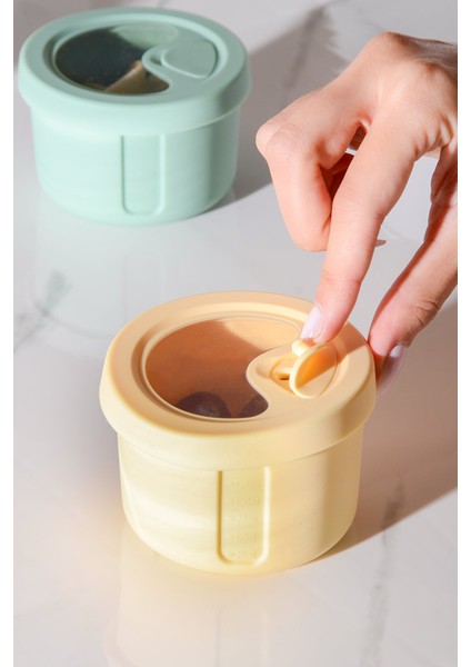 Pastel Hava Sızdırmaz Yuvarlak Silikon Saklama Kabı 150 ml | Sarı modelleri