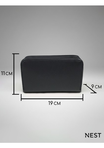 Sunii Deri Siyah 3 Fermuarlı Kalemlik, Cüzdan, Kadın Cüzdanı modelleri