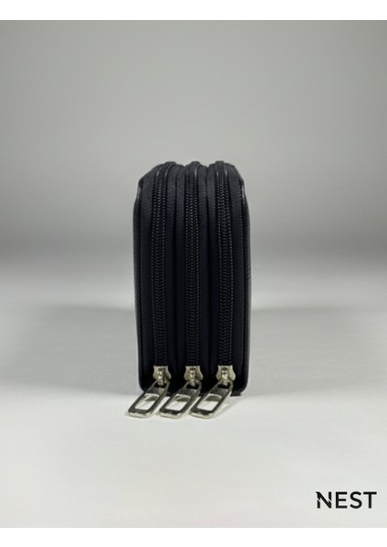 Sunii Deri Siyah 3 Fermuarlı Kalemlik, Cüzdan, Kadın Cüzdanı indirimleri