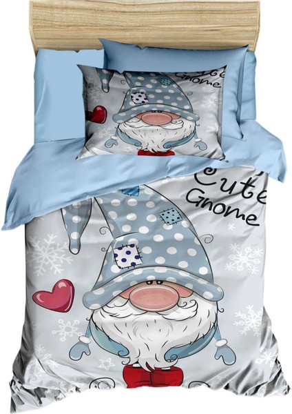 Dijital Baskılı 3D Pamuklu Yenidoğan Bebek Nevresim Takımı Cute Gnome Blue fiyatları
