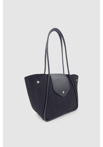 Lacel Fermuarlı Kanatlı Tote Süet Omuz, Kol ve El Çantası Siyah fiyatları