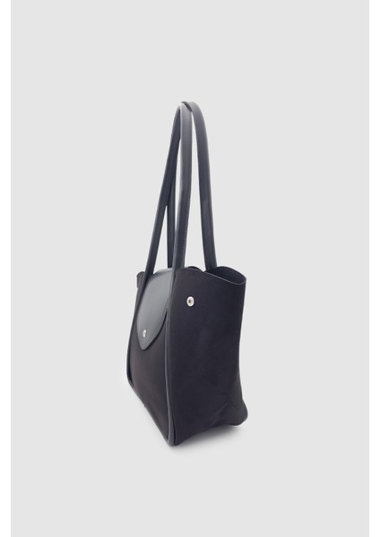 Lacel Fermuarlı Kanatlı Tote Süet Omuz, Kol ve El Çantası Siyah fırsatları