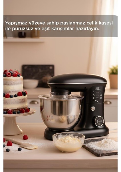 TMK-1400DT Siyah Stand Mikser , Hamur Yoğurma Makinesi , Mutfak Şefi 1400W fiyatları