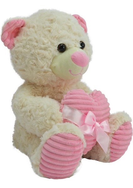 62915 35 cm Kalbi Kurdeleli Peluş Ayı -Hly