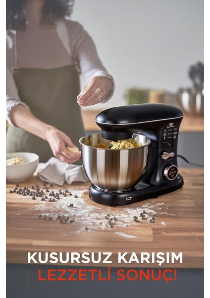 TMK-1400DT Siyah Stand Mikser , Hamur Yoğurma Makinesi , Mutfak Şefi 1400W modelleri