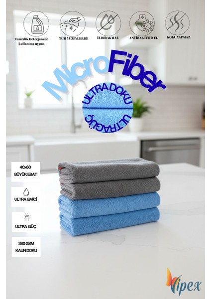 4 Adet Efsane Temizlik 40X60 380 Gsm Mikrofiber Temizlik Bezi