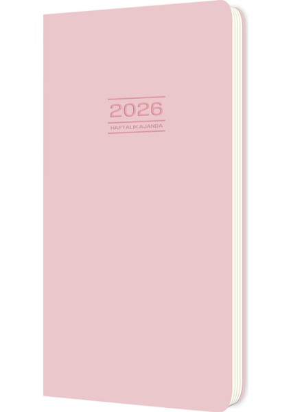 Keskin 2026- 8*16 Ciltli Haftalık Cep Ajandası - Pembe