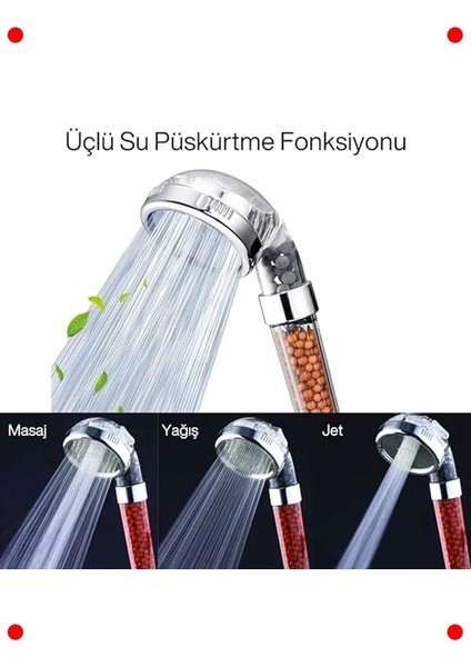 Arıtmalı Su Tasarruflu 3 Fonksiyonlu Duş Başlığı indirimleri