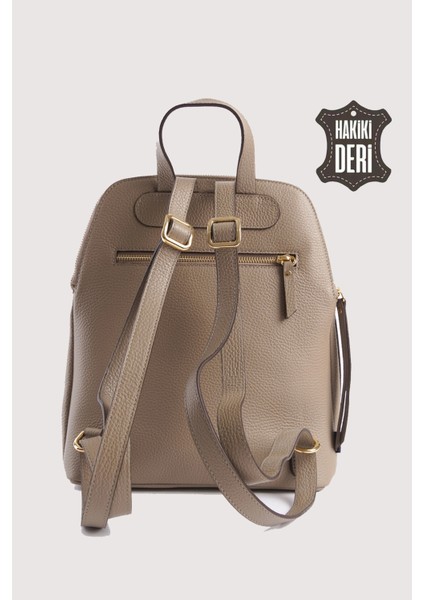 Hakiki Deri Kadın Sırt Çantası Vizon SMR9209 modelleri
