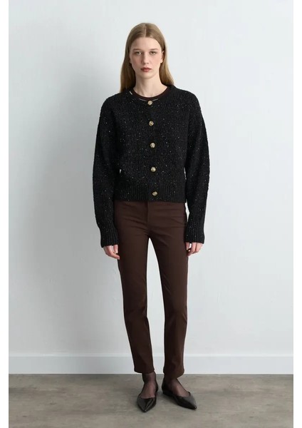 Ajurlu Triko Hırka - Siyah