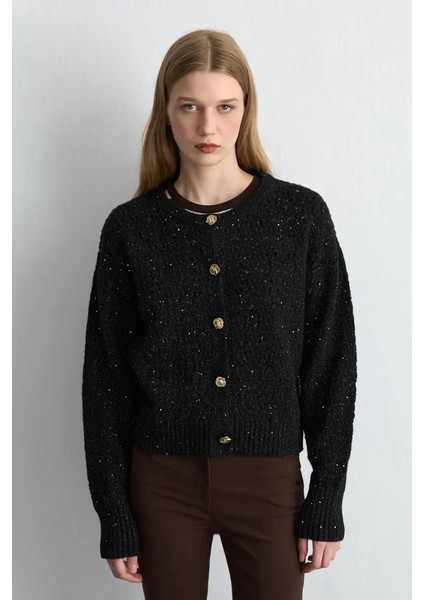 Ajurlu Triko Hırka - Siyah fiyatları