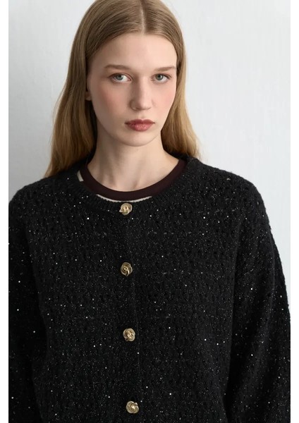 Ajurlu Triko Hırka - Siyah modelleri