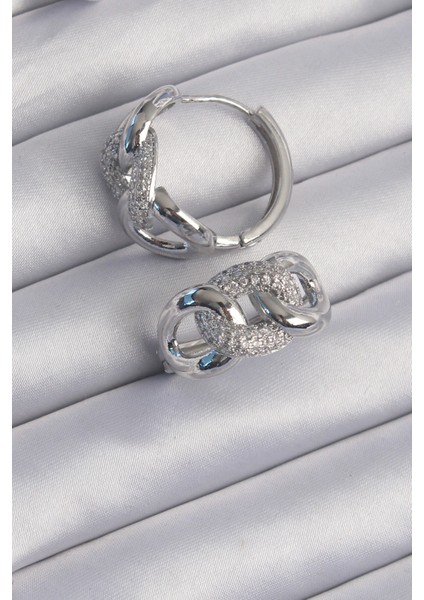 Pirinç Gümüş Renk Zirkon Taşlı Samanyolu Küpe fiyatları