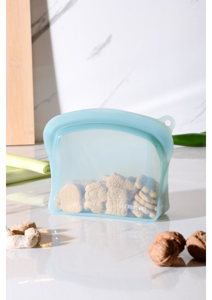 Sheer Hava Sızdırmaz Kilitli Silikon Saklama Torbası 600 ml | Mavi