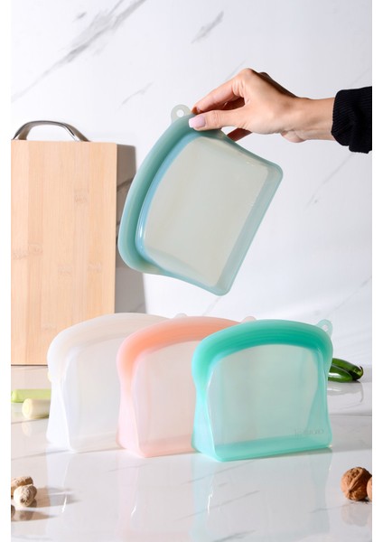 Sheer Hava Sızdırmaz Kilitli Silikon Saklama Torbası 600 ml | Mavi modelleri