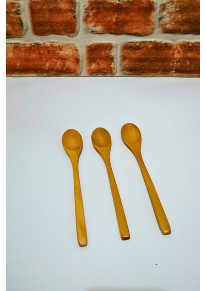 Ahşap 3 Lü Mama Kaşık - Yemek Kaşık- Ahşap Kahve- Şeker Kaşığı