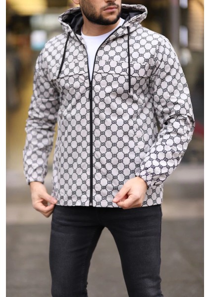 Unisex Kapüşonlu Içi Astarlı Yağmurluk - Gri -Vlmr