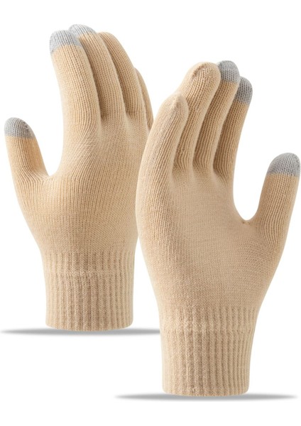 Elnler Kış Soğuk Örme Yün Yastıklı ve Kalınlaştırılmış Dokunmatik Ekran Sıcak Elnler (Yurt Dışından)