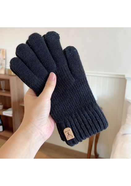 Erkek Dokunmatik Ekran Sıcak Eln Sonbahar ve Kış Anti-Donma Eller Bölünmüş Parmak Geyik Etiketi Açık Sürme Yürüyüş Tam Parmak (Yurt Dışından)