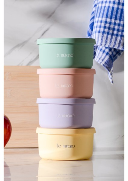 Pastel Hava Sızdırmaz Yuvarlak Silikon Saklama Kabı 400 ml | Mor modelleri