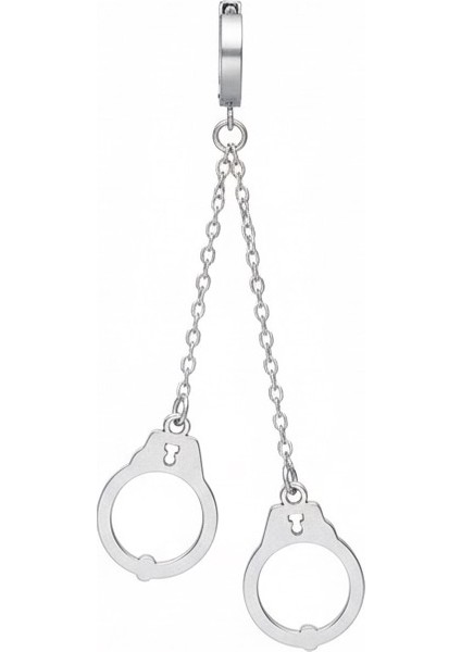 Kelepçe Figürlü Zincir Detaylı Çelik Erkek Küpe