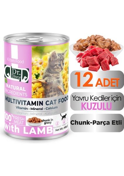 Dr. Diyor Kuzu Etli Yavru Kedi Maması 12 Adet