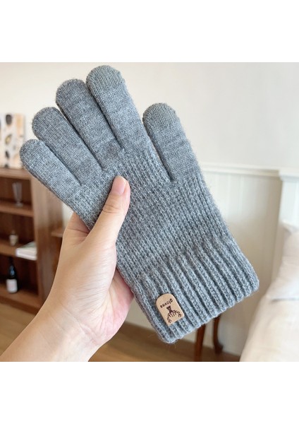 Erkek Dokunmatik Ekran Sıcak Eln Sonbahar ve Kış Anti-Donma Eller Bölünmüş Parmak Geyik Etiketi Açık Sürme Yürüyüş Tam Parmak (Yurt Dışından)