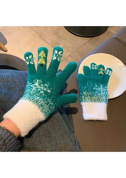 Noel Elnleri Sonbahar ve Kış Kadın Sıcak Sevimli Kar Tanesi Tam Parmak Dokunmatik Ekran Kış Soğuk Bisiklet Sıcak Tutmak (Yurt Dışından)