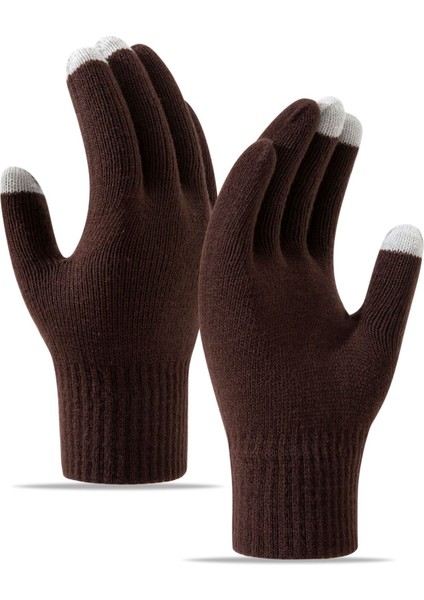 Elnler Kış Soğuk Örme Yün Yastıklı ve Kalınlaştırılmış Dokunmatik Ekran Sıcak Elnler (Yurt Dışından)